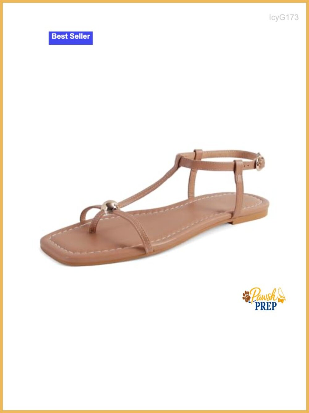 Comfortable Flat Strappy Sandals with Ankle Buckle Square Open Toe Faux Leather